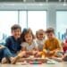 Kinder in einer modernen Arbeitsumgebung spielend