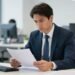 Geschäftsleute analysieren Dokumente im Büro.